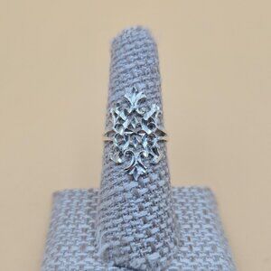 Size 6.75 Sterling Silver Diamond Cut Beautiful Pattern Band Ring A5888
